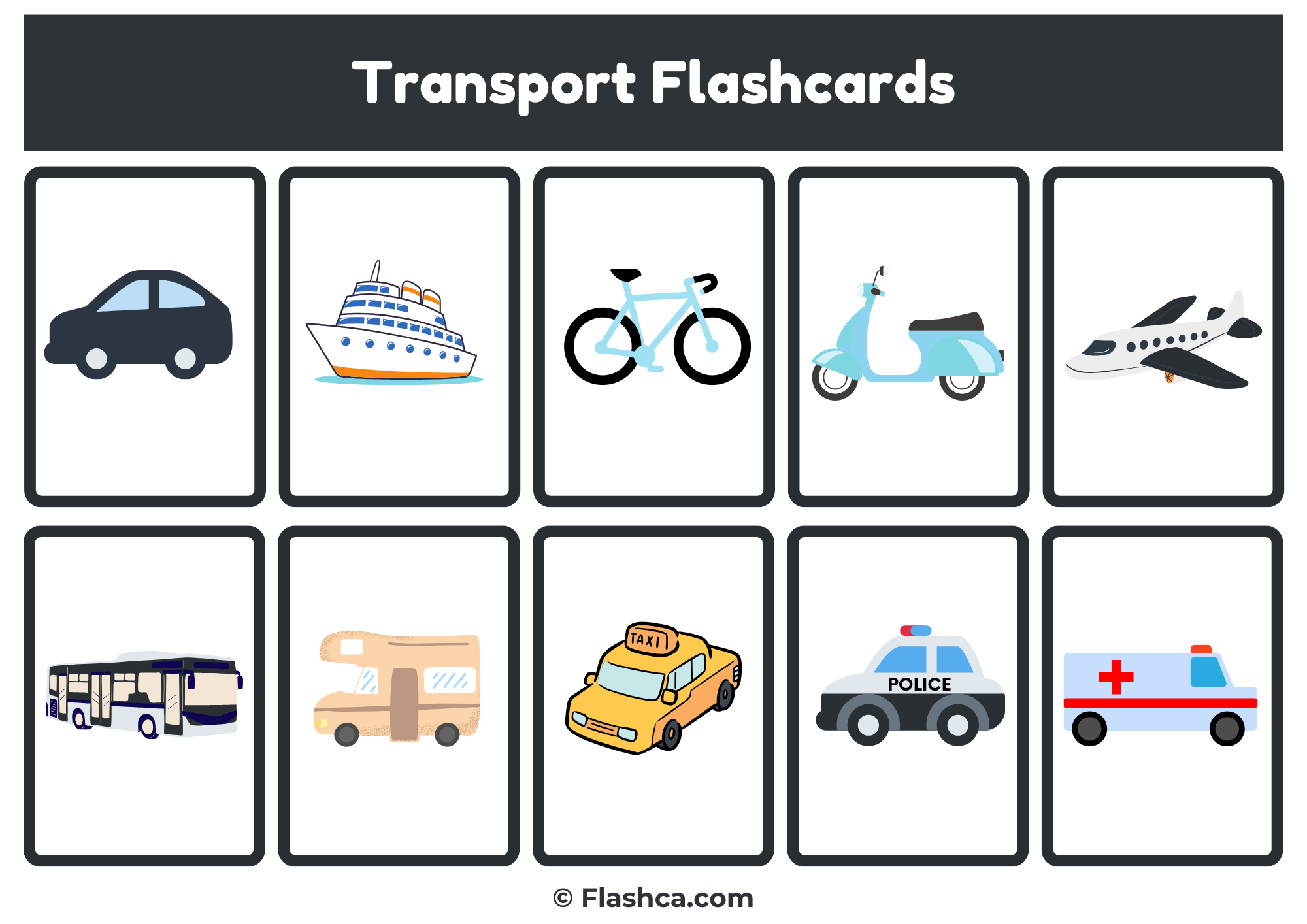 Transportation Flashcards (Images only)